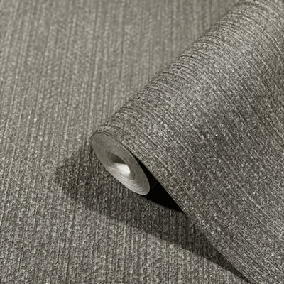 Galerie The New Textures Book Anthracite Shimmer Vertical Weave Wallpaper Roll from B&Q