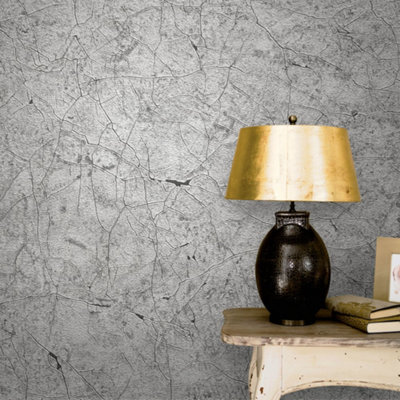 Galerie Perfecto 2 Pink Grey Crackle Texture Textured Wallpaper from B&Q
