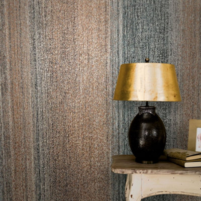 B&Q -  Perfecto 2 Grey Brown Black Striped Texture Textured Wallpaper