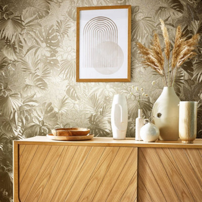 Galerie Gold The New Design Book Collection Metallic Jungle Leaves Wallpaper Roll