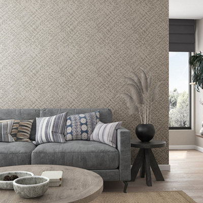 Galerie Eden Collection Silver Rattan Chevron Effect Wallpaper Roll from B&Q