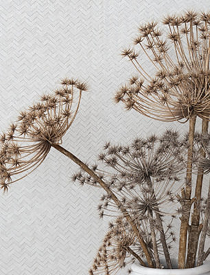 Galerie Eden Collection White Rattan Chevron Effect Wallpaper Roll from B&Q