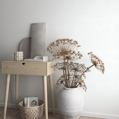 Galerie Eden Collection White Linen Effect Wallpaper Roll from B&Q