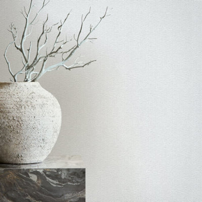 Galerie White Textile Optics Wallpaper from B&Q