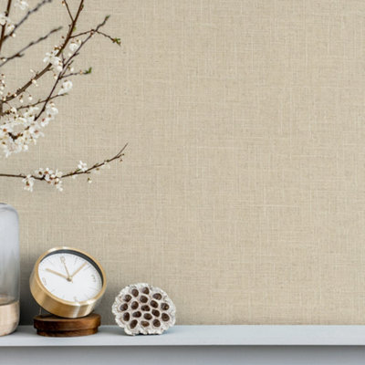 Galerie Beige Uni Plain Textured Wallpaper from B&Q