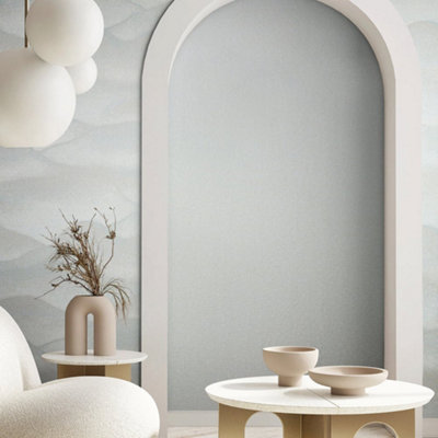 Galerie Hotel Grey Rolling Hills Glitter Landscape Wallpaper Roll from B&Q