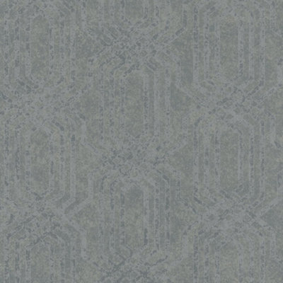 Galerie Hotel Grey Embossed Geometric Glitter Trellis Wallpaper Roll from B&Q