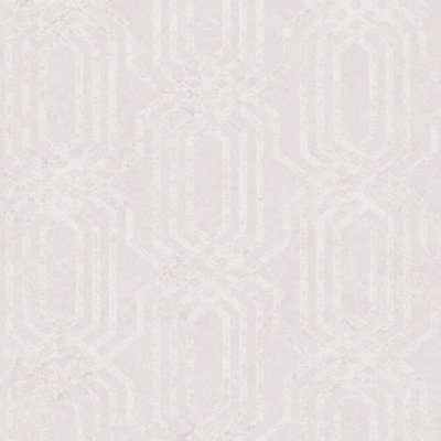 Galerie Hotel Pink Embossed Geometric Glitter Trellis Wallpaper Roll from B&Q