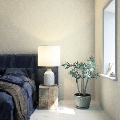 B&Q -  Loft 2 Cream Textured Concrete Effect  Wallpaper Roll