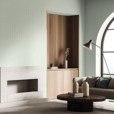 Galerie Flora Green Pinstripes Wallpaper from B&Q