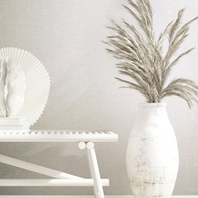 Galerie Kumano Pearlescent White Textured Plaster Wallpaper from B&Q