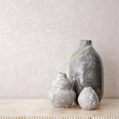 Galerie Kumano Pearlescent Pink Textured Plaster Wallpaper from B&Q