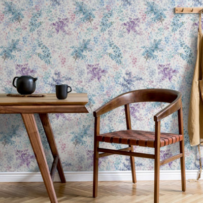 Galerie Flora Purple Soft Foliage Wallpaper from B&Q