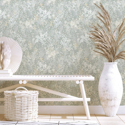 Galerie Flora Grey Soft Foliage Wallpaper from B&Q