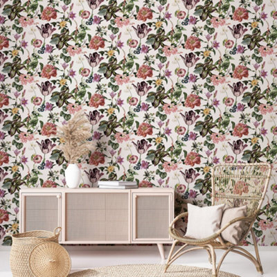 Galerie Flora White Floral Rhapsody Wallpaper from B&Q
