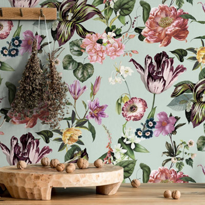 Galerie Flora Green Floral Rhapsody Wallpaper from B&Q