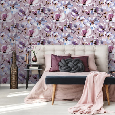 Galerie Flora Purple Cherry Blossom Wallpaper from B&Q