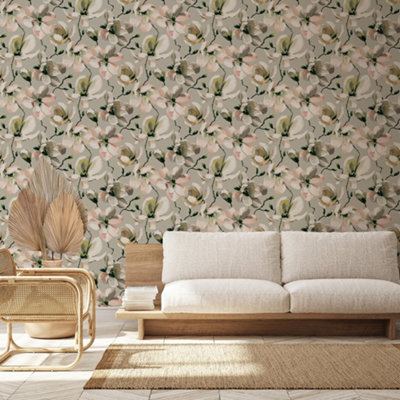 Galerie Flora Cream Cherry Blossom Wallpaper from B&Q
