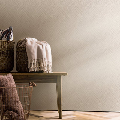 Galerie Flora Pink Herringbone Weave Wallpaper from B&Q