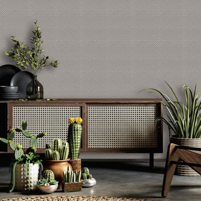 Galerie Flora Brown Diamond Weave Wallpaper from B&Q
