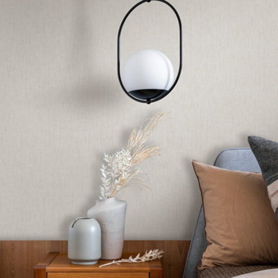Galerie Heritage Structure White Beige Plain Texture Wallpaper Roll from B&Q