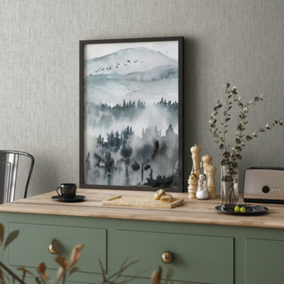 Galerie Heritage Structure Green White Plain Texture Wallpaper Roll from B&Q