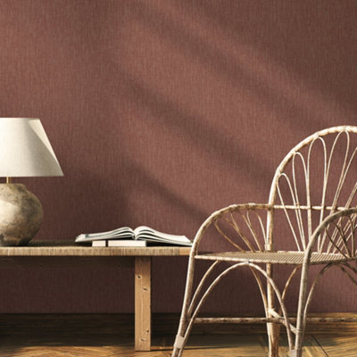 Galerie Heritage Structure Red Plain Texture Wallpaper Roll from B&Q