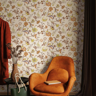 Galerie Heritage Bronze Brown Floral Motif Wallpaper Roll from B&Q