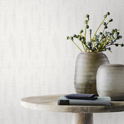 Galerie Loft White Scored Texture Textured Wallpaper from B&Q