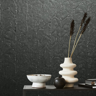 Galerie Natural Opulence Black Paper Geo Wallpaper Roll from B&Q