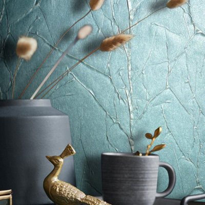 Galerie Natural Opulence Blue Paper Geo Wallpaper Roll from B&Q