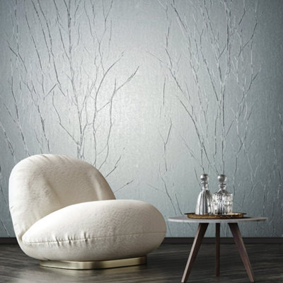 Galerie Natural Opulence Silver Platinum Crinkle Effect Wallpaper Roll from B&Q