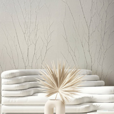 Galerie Natural Opulence Cream Crinkle Effect Wallpaper Roll from B&Q