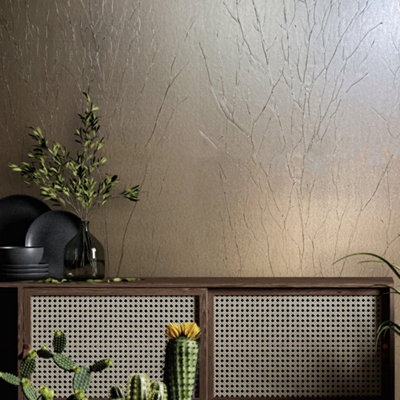 Galerie Natural Opulence Silver Grey Crinkle Effect Wallpaper Roll from B&Q