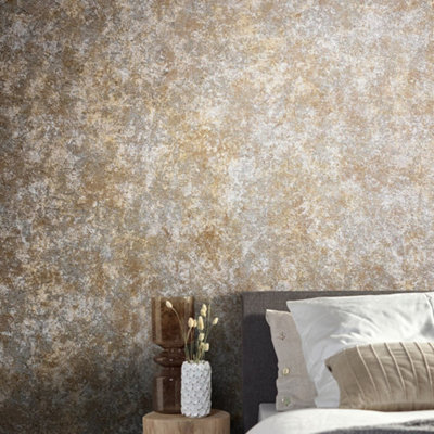 Galerie Energy Collection Gold Clay Effect Wallpaper Roll from B&Q