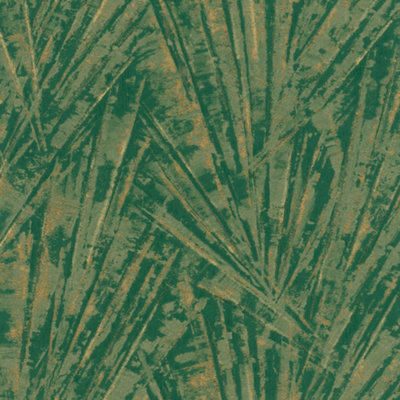 Galerie Energy Collection Metallic Green Fan Palm Effect Wallpaper Roll from B&Q