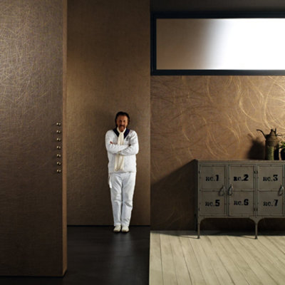 Galerie Energy Collection Brown Plain Scored Effect Wallpaper Roll from B&Q