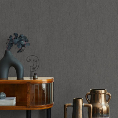 Galerie Energy Collection Grey Sheen Plain Scored Effect Wallpaper Roll from B&Q