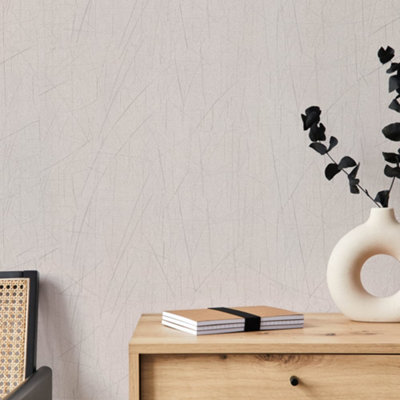 Galerie Energy Collection Cream Plain Scored Effect Wallpaper Roll from B&Q