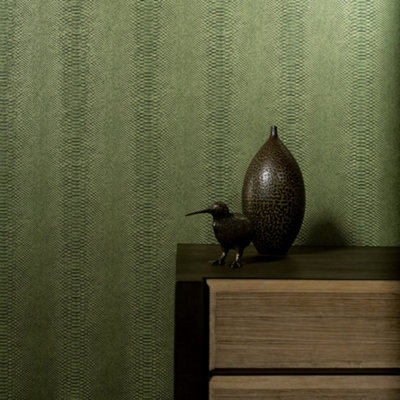 Galerie Energy Collection Green Geometric Snake Skin Effect Wallpaper Roll from B&Q