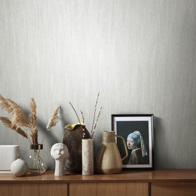 Galerie Air Collection Grey Slub Effect Textured  Wallpaper Roll from B&Q