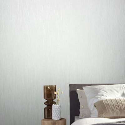 Galerie Air Collection Silver Slub Effect Textured  Wallpaper Roll from B&Q