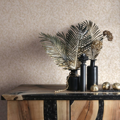 Galerie Earth Collection Gold Textured Feathers Sheen Wallpaper Roll from B&Q