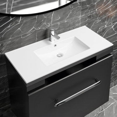 4001A Ceramic 100cm x 45cm Thin-Edge Inset Basin with Scooped Bowl