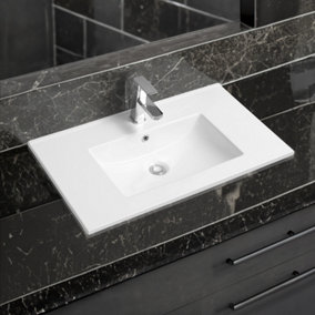 4001A Ceramic 76cm Thin Edge Inset Basin with Scooped Bowl