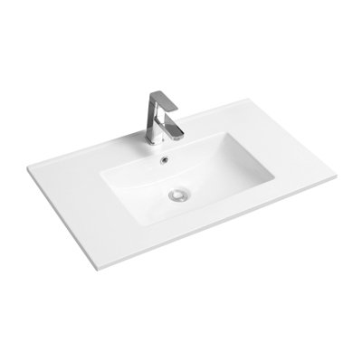 4001A Ceramic 81cm Thin Edge Inset Basin with Scooped Bowl