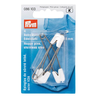 Prym 5mm Nappy Pins Stainless Steel and White 4 Pins Per Pack - Image 4