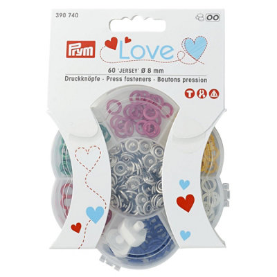Prym Love Snap Fasteners Jersey 8mm In 6 Colours 60 Pieces In Organiser from B&Q