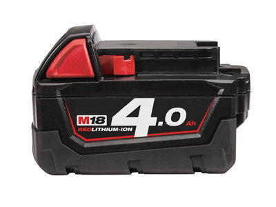 Milwaukee M18B4 Redlithium-Ion Slide Battery Pack 18V 4.0Ah Li-Ion 4932430063 from B&Q