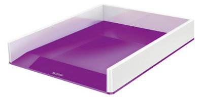 Leitz Wow White Purple Plastic Home Office Desktop Storage Organiser Rectangular Stackable A4 Paper Document Magazine Letter Tray from B&Q
